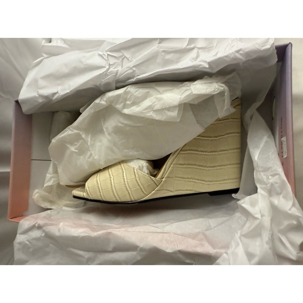 Lisa Vicky Adore-V Croco Wedge Sandals Womens 8.5 M Cream Corcodile Croco - Picture 2 of 16